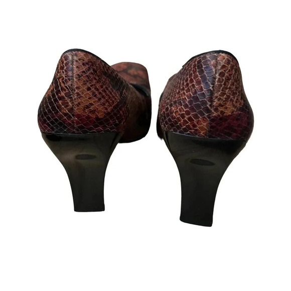Enzo Angiolini Women's Brown Snake Skin Leather Square Toe Pump Heel Size‎ 8.5M - Picture 4 of 9